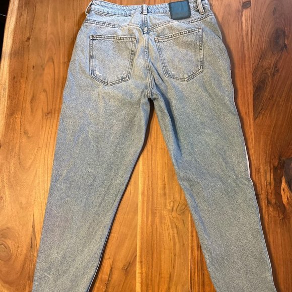 Top Shop Distressed Ripped Striped Jeans - Picture 5 of 9